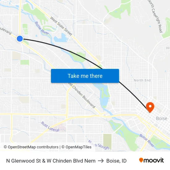 N Glenwood St & W Chinden Blvd Nem to Boise, ID map
