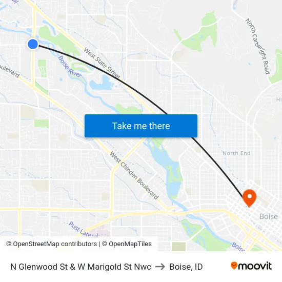N Glenwood St & W Marigold St Nwc to Boise, ID map