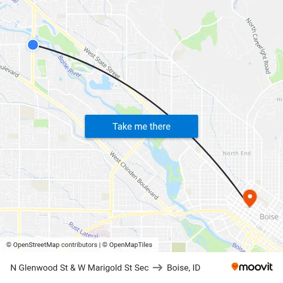 N Glenwood St & W Marigold St Sec to Boise, ID map