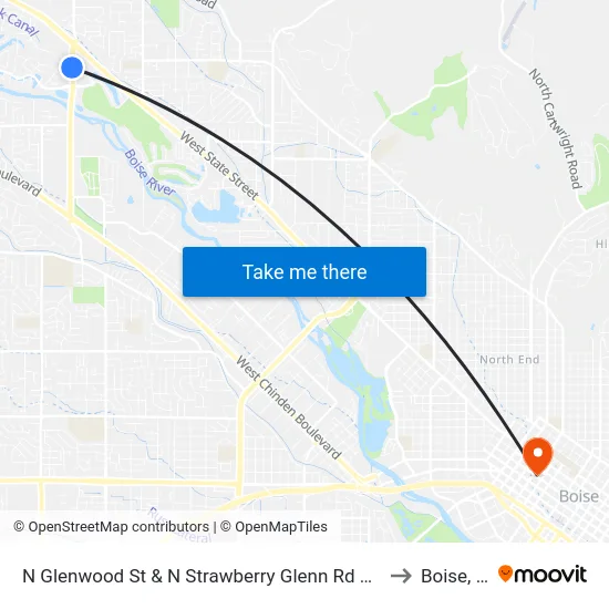 N Glenwood St & N Strawberry Glenn Rd Swm to Boise, ID map