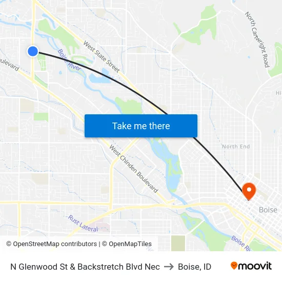 N Glenwood St & Backstretch Blvd Nec to Boise, ID map