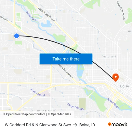 W Goddard Rd & N Glenwood St Swc to Boise, ID map