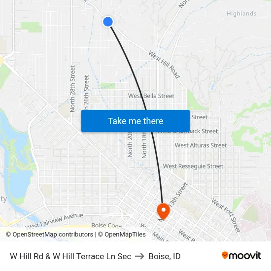 W Hill Rd & W Hill Terrace Ln Sec to Boise, ID map