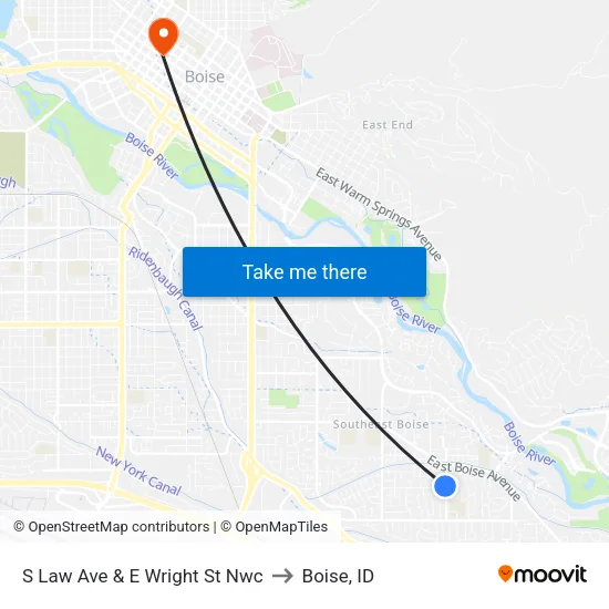 S Law Ave & E Wright St Nwc to Boise, ID map