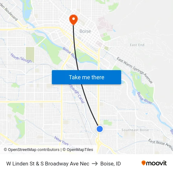 W Linden St & S Broadway Ave Nec to Boise, ID map