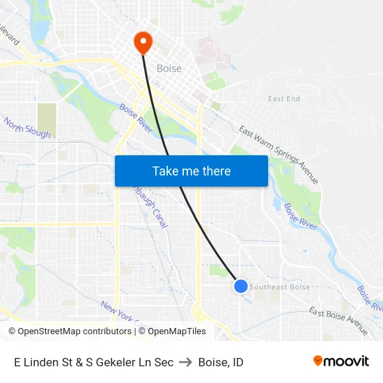 E Linden St & S Gekeler Ln Sec to Boise, ID map