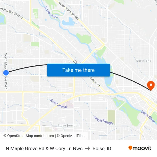 N Maple Grove Rd & W Cory Ln Nwc to Boise, ID map