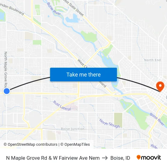 N Maple Grove Rd & W Fairview Ave Nem to Boise, ID map