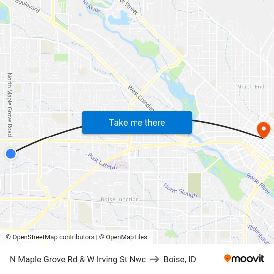 N Maple Grove Rd & W Irving St Nwc to Boise, ID map