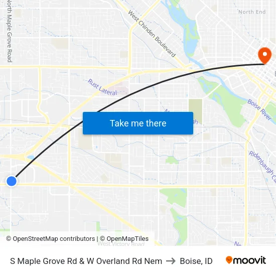 S Maple Grove Rd & W Overland Rd Nem to Boise, ID map