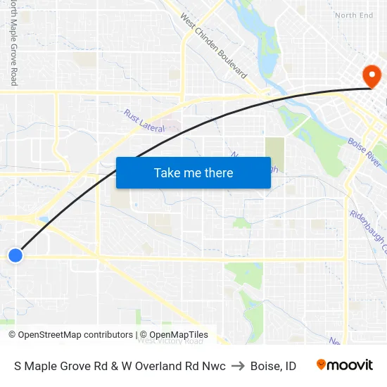 S Maple Grove Rd & W Overland Rd Nwc to Boise, ID map