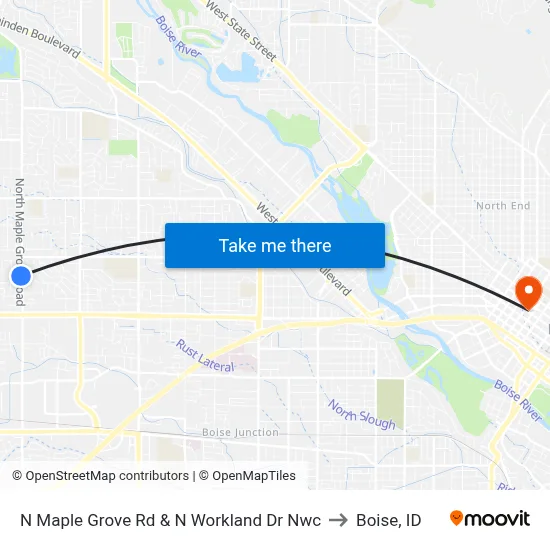 N Maple Grove Rd & N Workland Dr Nwc to Boise, ID map