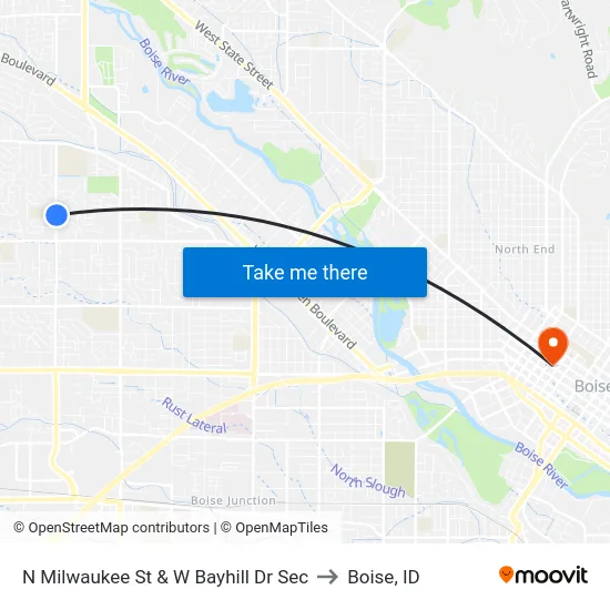 N Milwaukee St & W Bayhill Dr Sec to Boise, ID map