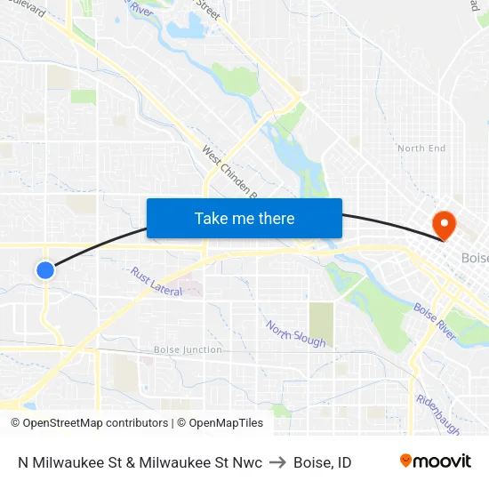 N Milwaukee St & Milwaukee St Nwc to Boise, ID map