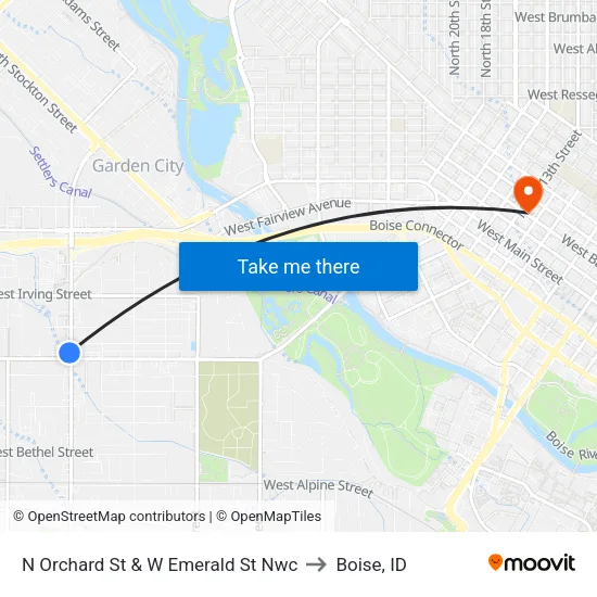 N Orchard St & W Emerald St Nwc to Boise, ID map