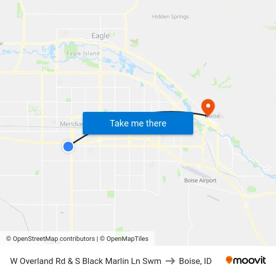 W Overland Rd & S Black Marlin Ln Swm to Boise, ID map