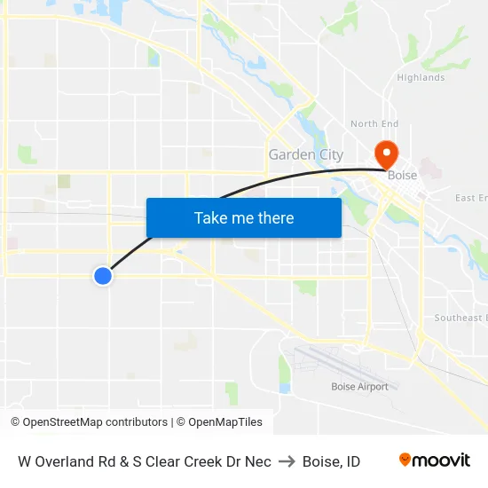 W Overland Rd & S Clear Creek Dr Nec to Boise, ID map