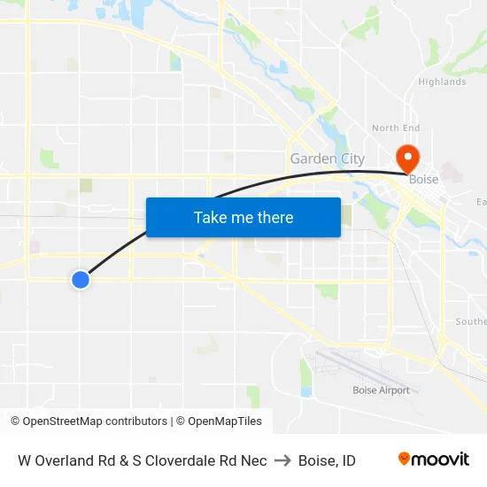 W Overland Rd & S Cloverdale Rd Nec to Boise, ID map