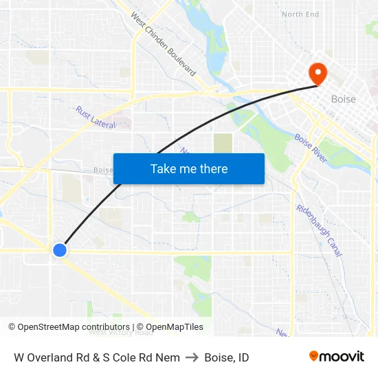 W Overland Rd & S Cole Rd Nem to Boise, ID map