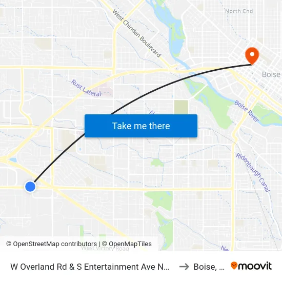 W Overland Rd & S Entertainment Ave Nwm to Boise, ID map