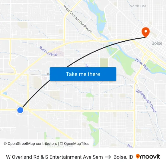 W Overland Rd & S Entertainment Ave Sem to Boise, ID map