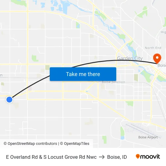 E Overland Rd & S Locust Grove Rd Nwc to Boise, ID map