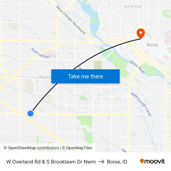 W Overland Rd & S Brooklawn Dr Nwm to Boise, ID map