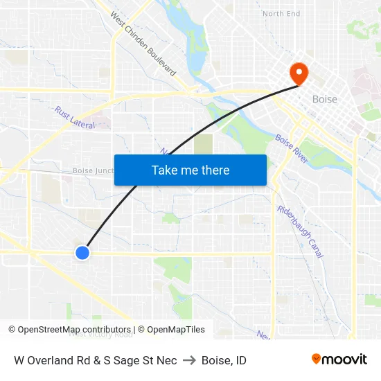W Overland Rd & S Sage St Nec to Boise, ID map