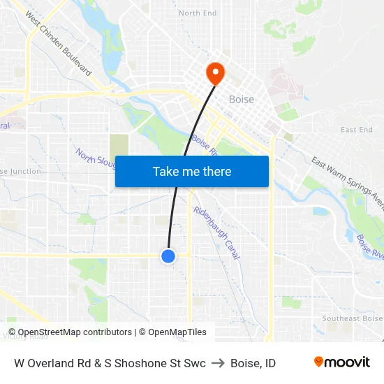 W Overland Rd & S Shoshone St Swc to Boise, ID map