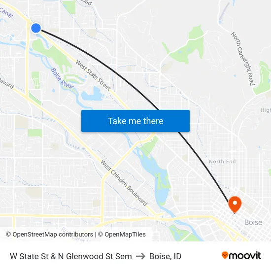 W State St & N Glenwood St Sem to Boise, ID map