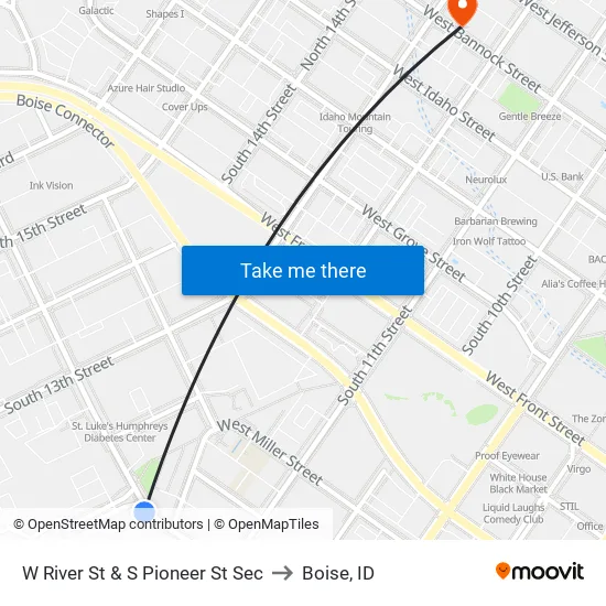 W River St & S Pioneer Ave Sec to Boise, ID map