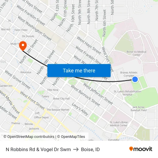 N Robbins Rd & Vogel Dr Swm to Boise, ID map