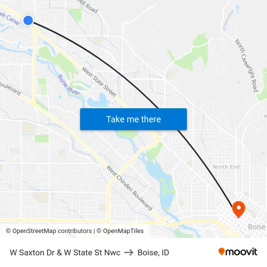 W Saxton Dr & W State St Nwc to Boise, ID map