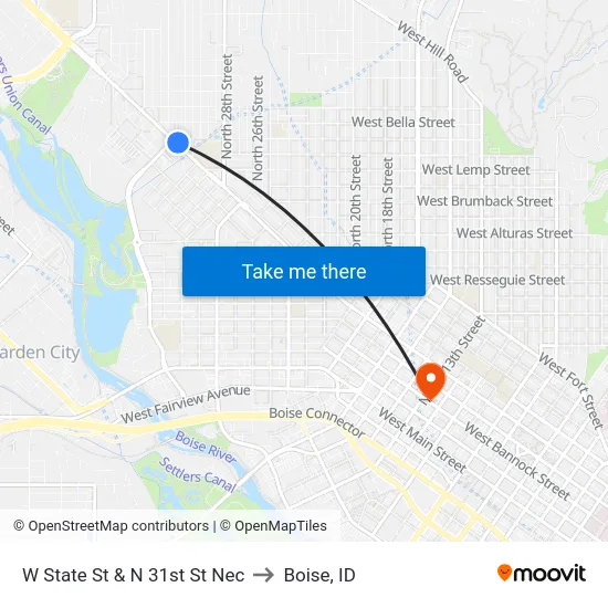 W State St & N 31st St Nec to Boise, ID map