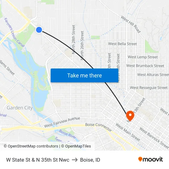 W State St & N 35th St Nwc to Boise, ID map