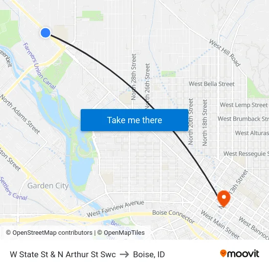 W State St & N Arthur St Swc to Boise, ID map