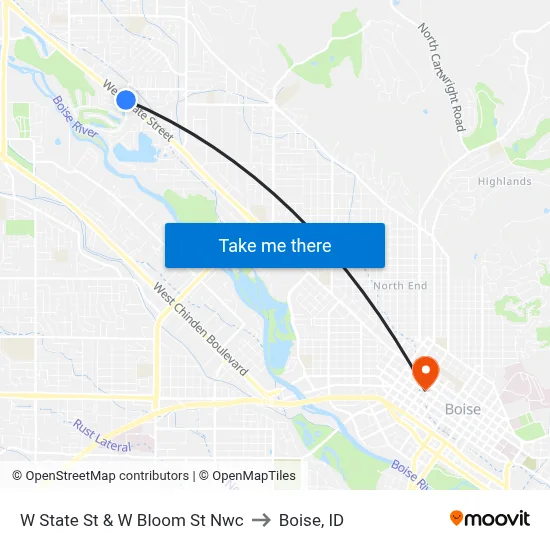 W State St & W Bloom St Nwc to Boise, ID map