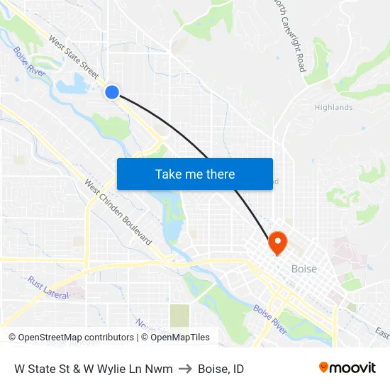 W State St & W Wylie Ln Nwm to Boise, ID map