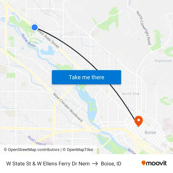 W State St & W Ellens Ferry Dr Nem to Boise, ID map