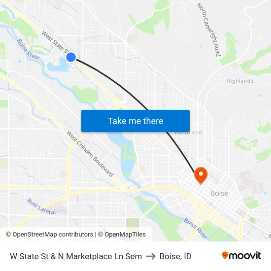 W State St & N Marketplace Ln Sem to Boise, ID map
