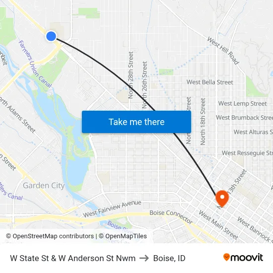 W State St & W Anderson St Nwm to Boise, ID map