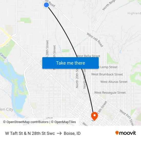 W Taft St & N 28th St Swc to Boise, ID map