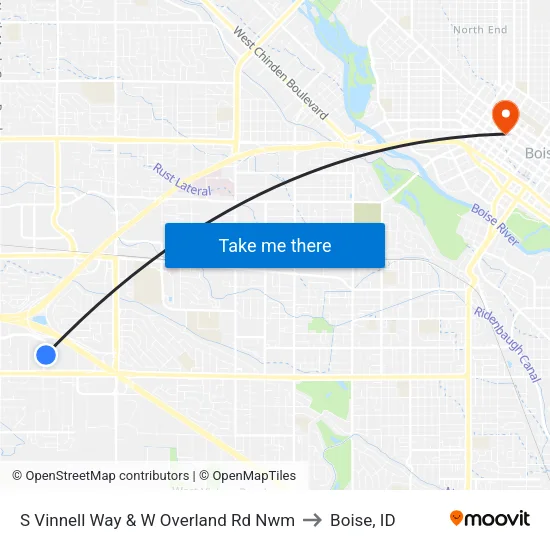 S Vinnell Way & W Overland Rd Nwm to Boise, ID map