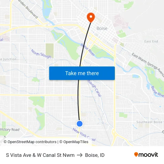 S Vista Ave & W Canal St Nwm to Boise, ID map