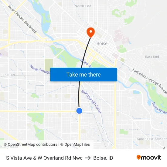 S Vista Ave & W Overland Rd Nwc to Boise, ID map