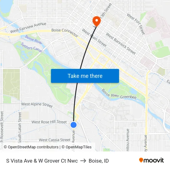 S Vista Ave & W Grover Ct Nwc to Boise, ID map