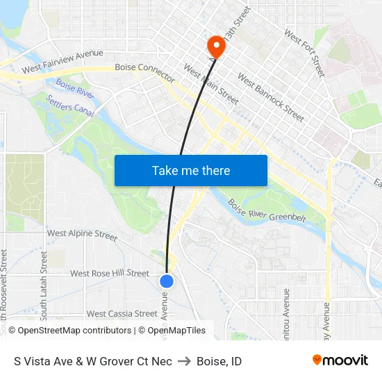 S Vista Ave & W Grover Ct Nec to Boise, ID map