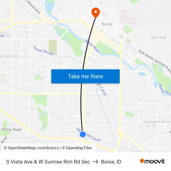 S Vista Ave & W Sunrise Rim Rd Sec to Boise, ID map