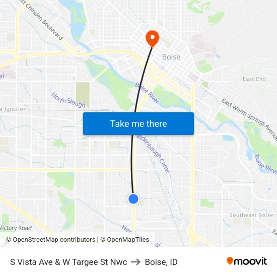 S Vista Ave & W Targee St Nwc to Boise, ID map