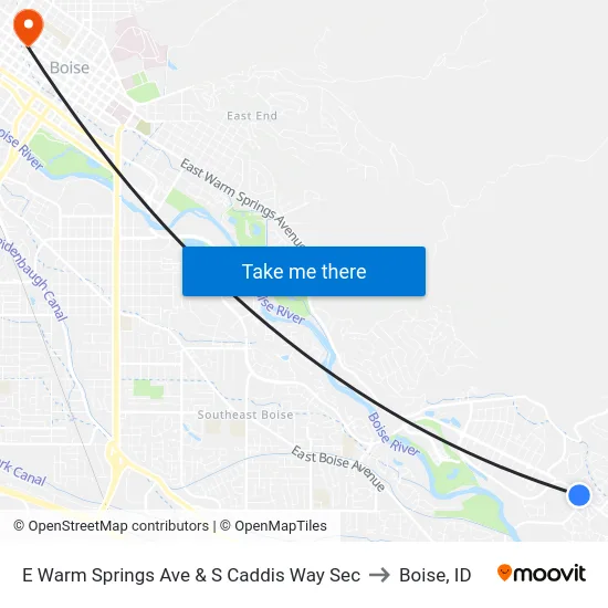 E Warm Springs Ave & S Caddis Way Sec to Boise, ID map